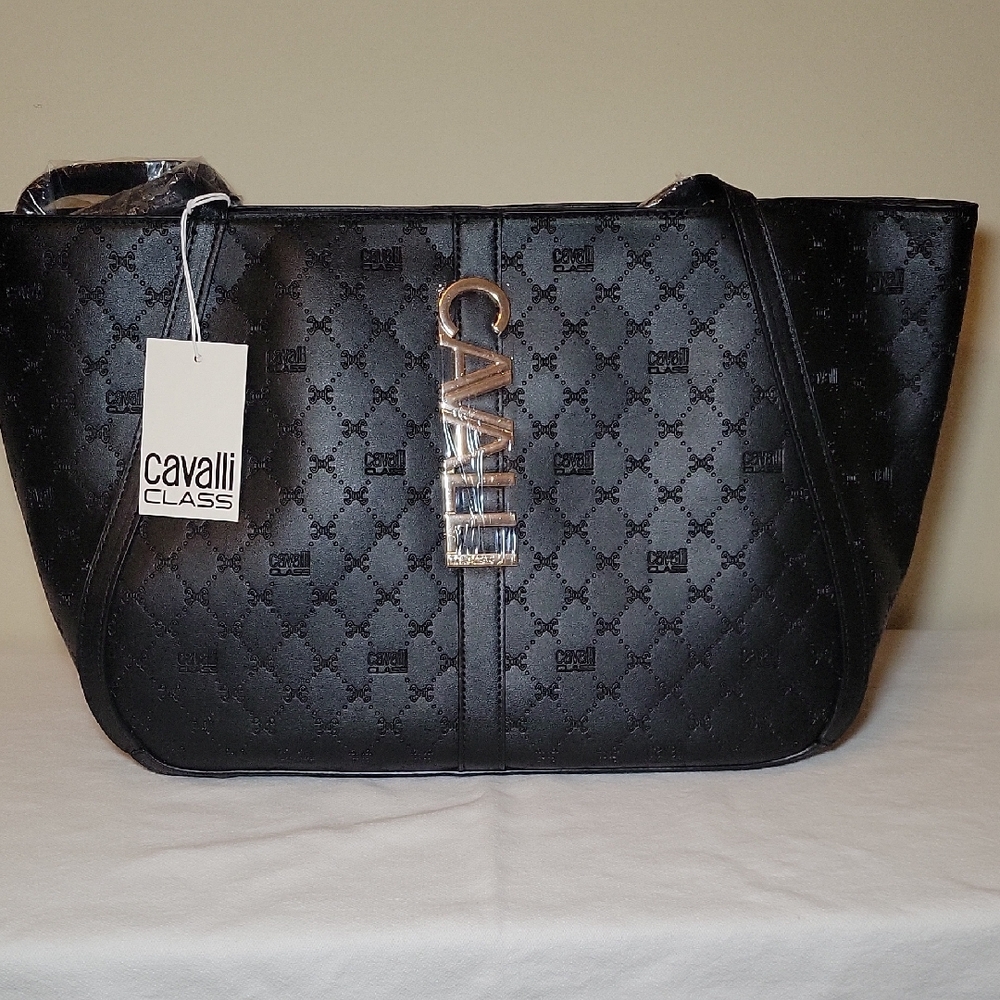Cavali Tote‎ Bag Large Black Embossed NWT